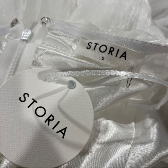 NEW STORIA if only bow bust midi‎ dress in white
 White Strapless Dress - Picture 9 of 13